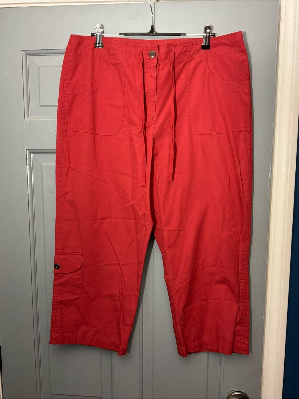 villager orange Cropped Drawstring Cargo Pants